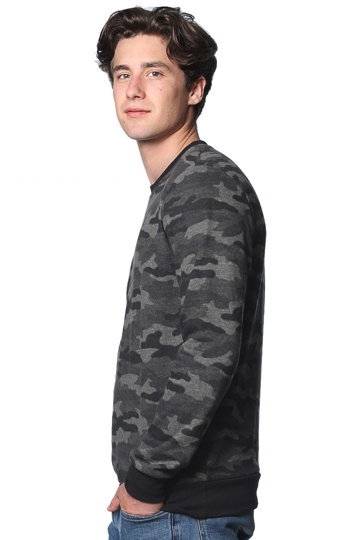 Royal Apparel 25159VCM Unisex Triblend Crew Camo Sweatshirt - Vintage Grey Camo