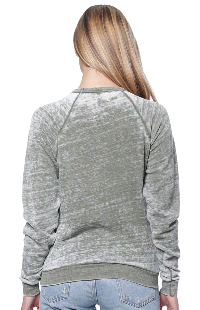 Royal Apparel 25159BO Unisex Burnout Triblend Raglan Crew Sweatshirt - Tri Army