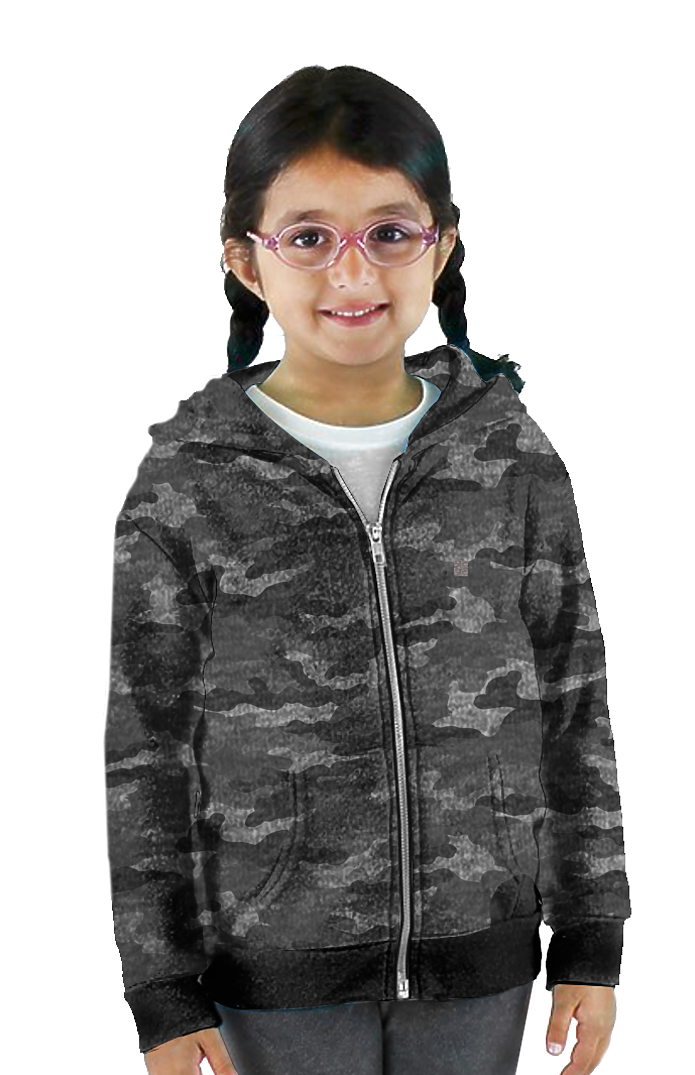 Royal Apparel 25160VCM Toddler Triblend Full Zip Camo Hoody - Vintage Grey Camo