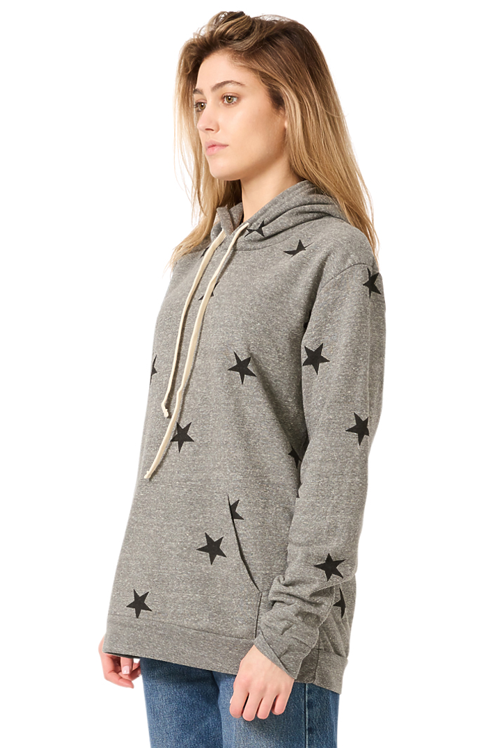 Royal Apparel 25555VST Unisex Triblend Pullover Star Hoody - Vtg Gry Star Black