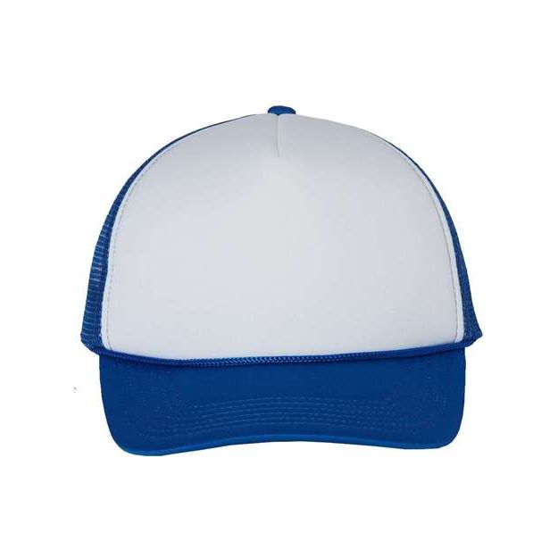 Valucap Foam Mesh-Back Trucker Cap - Valucap VC700 Valucap White/ Royal Adjustable