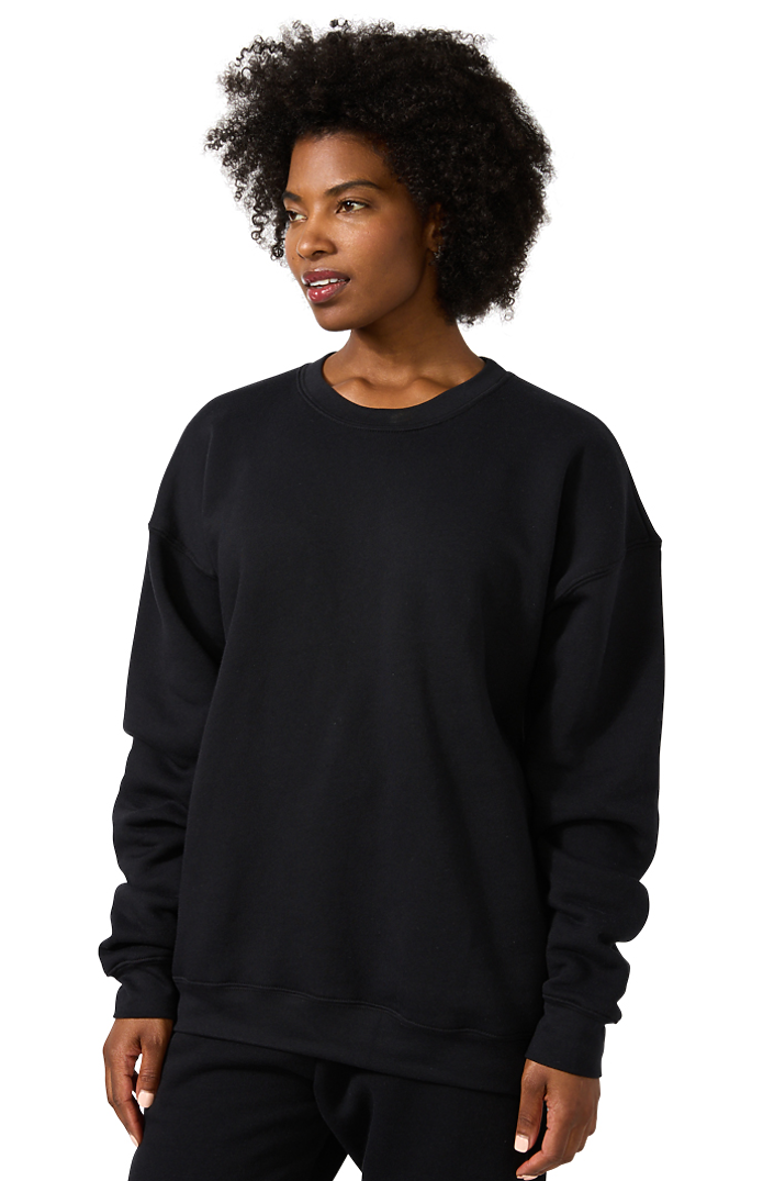 Royal Apparel 3040 Unisex Fashion Fleece Oversize Crew Sweatshirt - Black