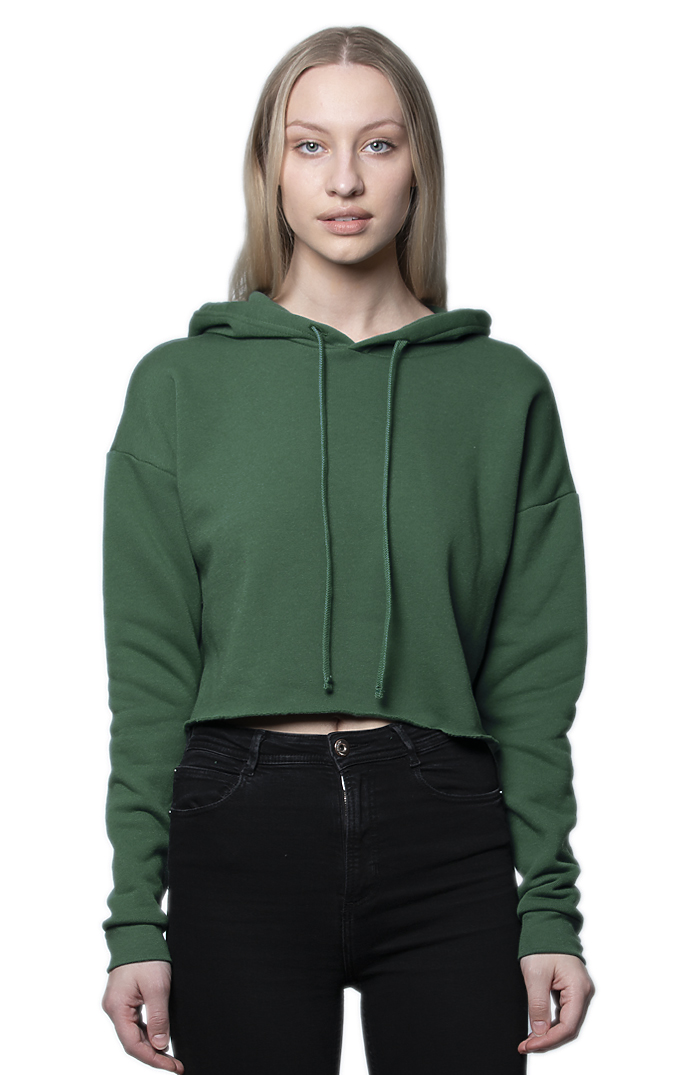 Royal Apparel 3118 Women's Fashion Fleece Crop Hoodie - 50/50 Pine