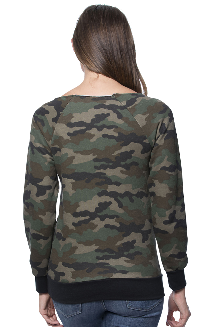 Royal Apparel 3120CMO Women's Camo Fleece Raglan Sweatshirt - Camo