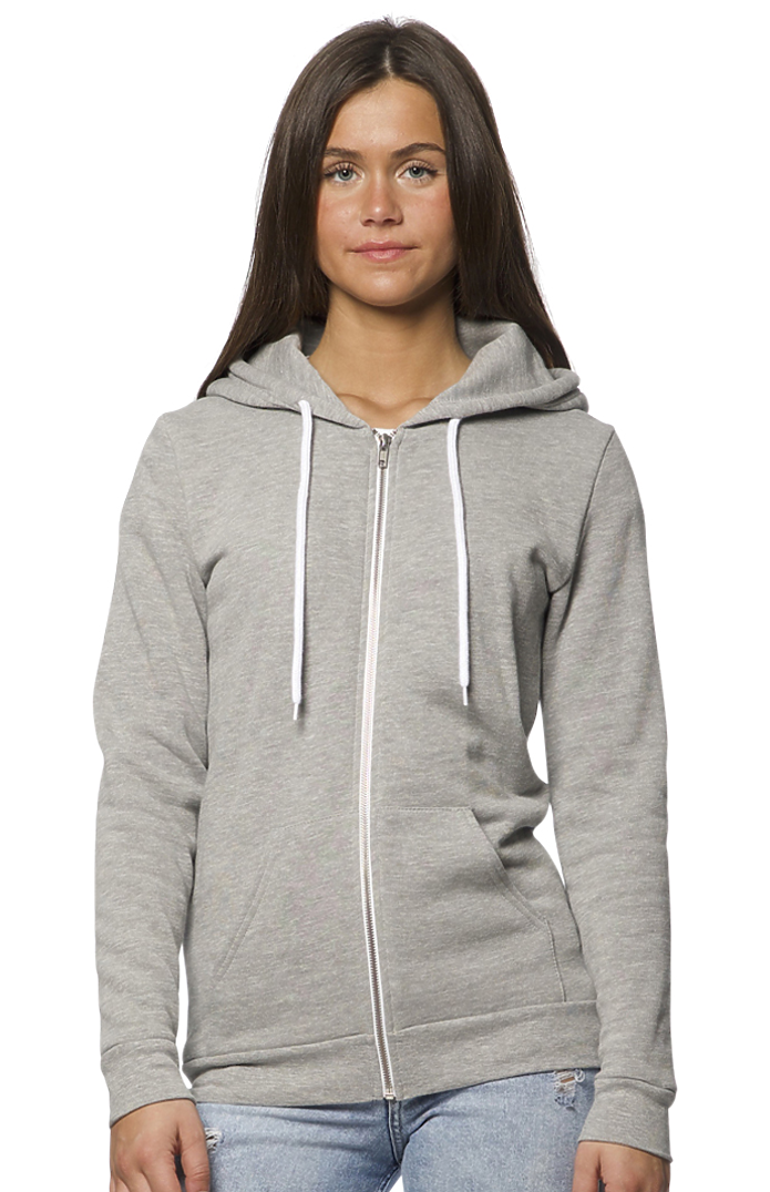 Royal Apparel 3150 Unisex Fashion Fleece Zip Hoodie - Heather Grey
