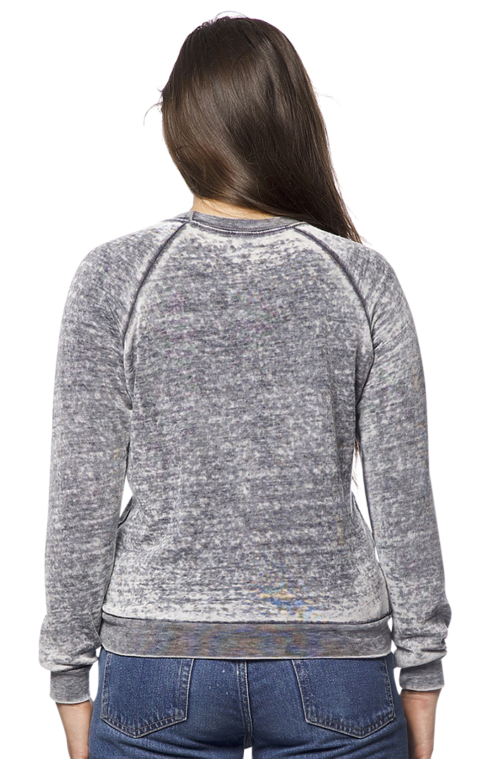 Royal Apparel 3199BO Women's Burnout Fleece Raglan Pullover - Grey