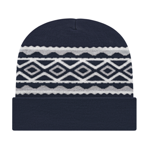 Cap America USA-Made Beanie RKD12 Diamond Pattern Knit Cap with Cuff