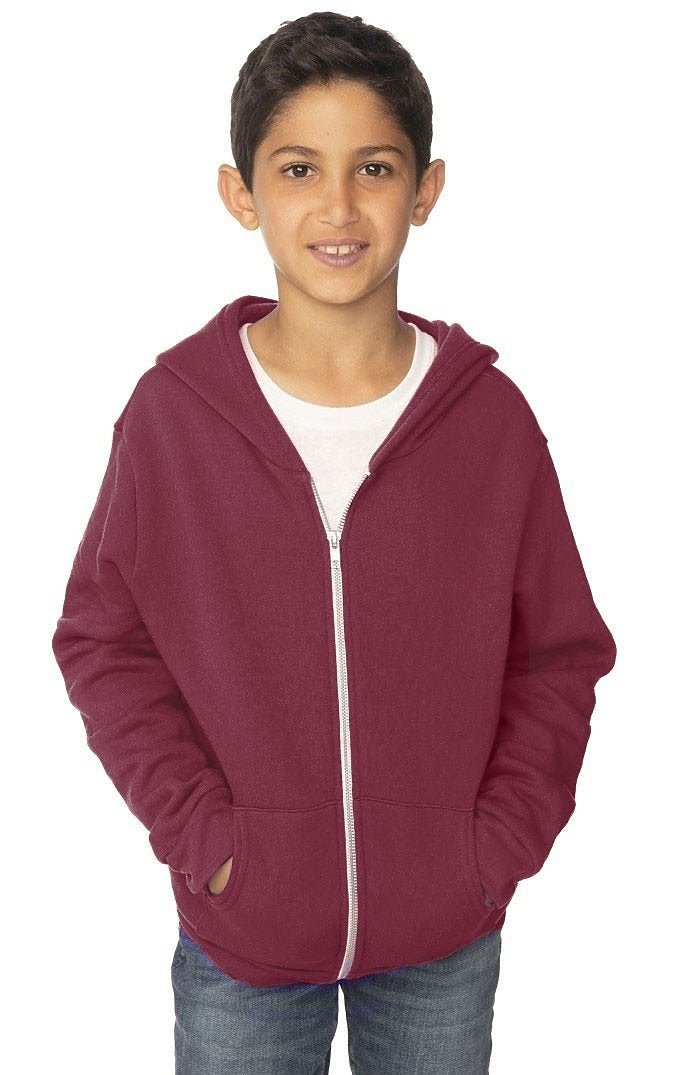 Royal Apparel 3222 Youth Fashion Fleece Zip Hoodie - Burgundy