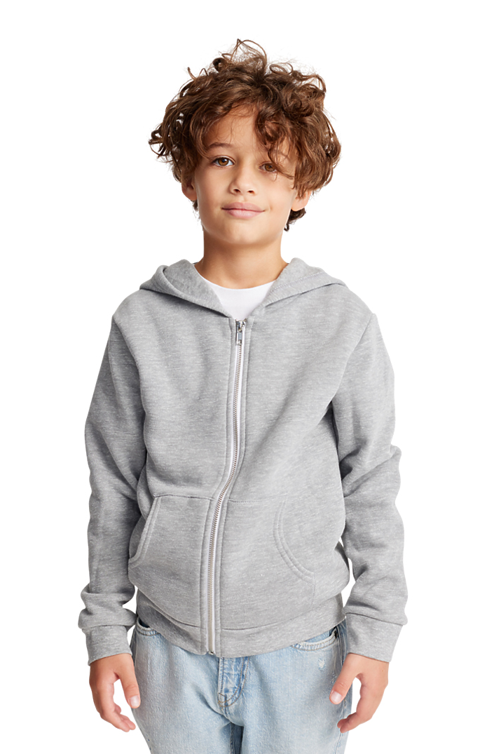 Royal Apparel 3222 Youth Fashion Fleece Zip Hoodie - Heather Grey