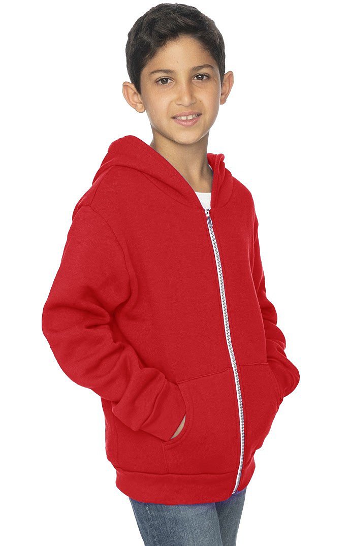Royal Apparel 3222 Youth Fashion Fleece Zip Hoodie - Red