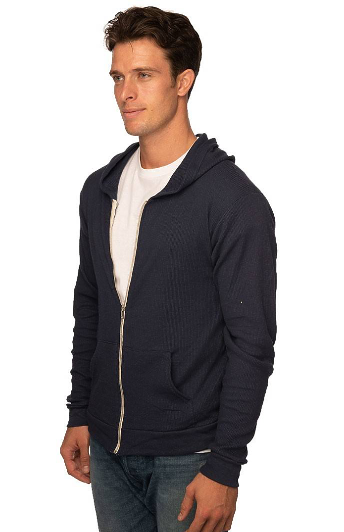 Royal Apparel 32550 Unisex eco Triblend Jersey Full Zip Hoodie - Eco Tri Black