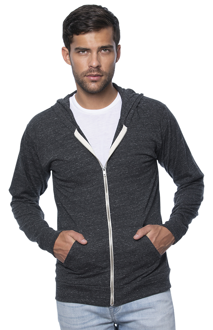 Royal Apparel 32550 Unisex eco Triblend Jersey Full Zip Hoodie - Eco Tri Charcoal