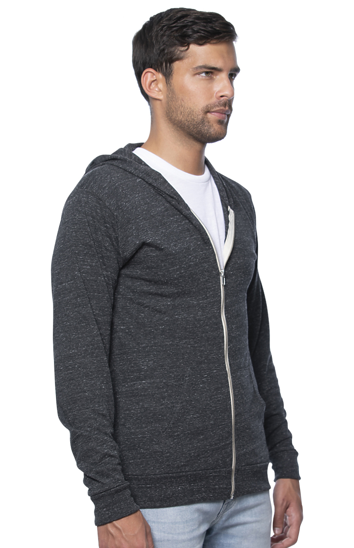 Royal Apparel 32550 Unisex eco Triblend Jersey Full Zip Hoodie - Eco Tri Charcoal