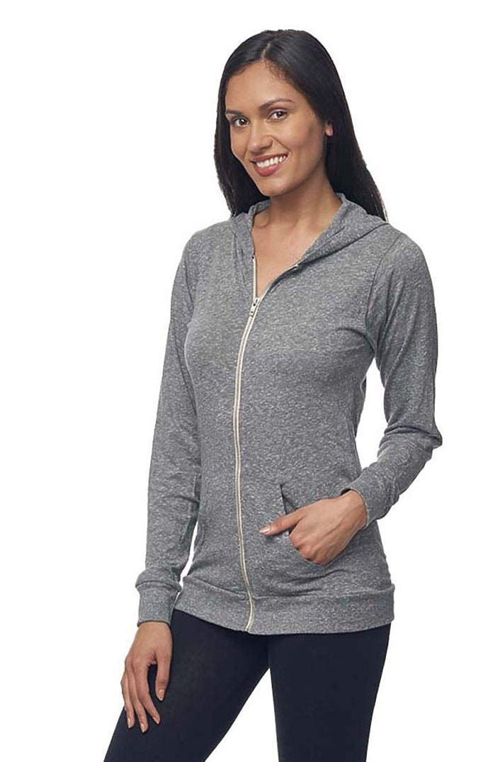 Royal Apparel 32550 Unisex eco Triblend Jersey Full Zip Hoodie - Eco Tri Grey