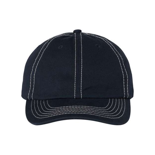 Valucap Bio-Washed Classic Dad Hat - Valucap VC300A Valucap Navy/ Stone Stitch Adjustable