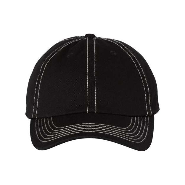 Valucap Bio-Washed Classic Dad Hat - Valucap VC300A Valucap Black/ Stone Stitch Adjustable