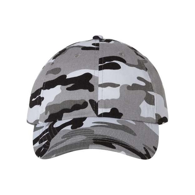 Valucap Bio-Washed Classic Dad Hat - Valucap VC300A Valucap Grey Camo Adjustable