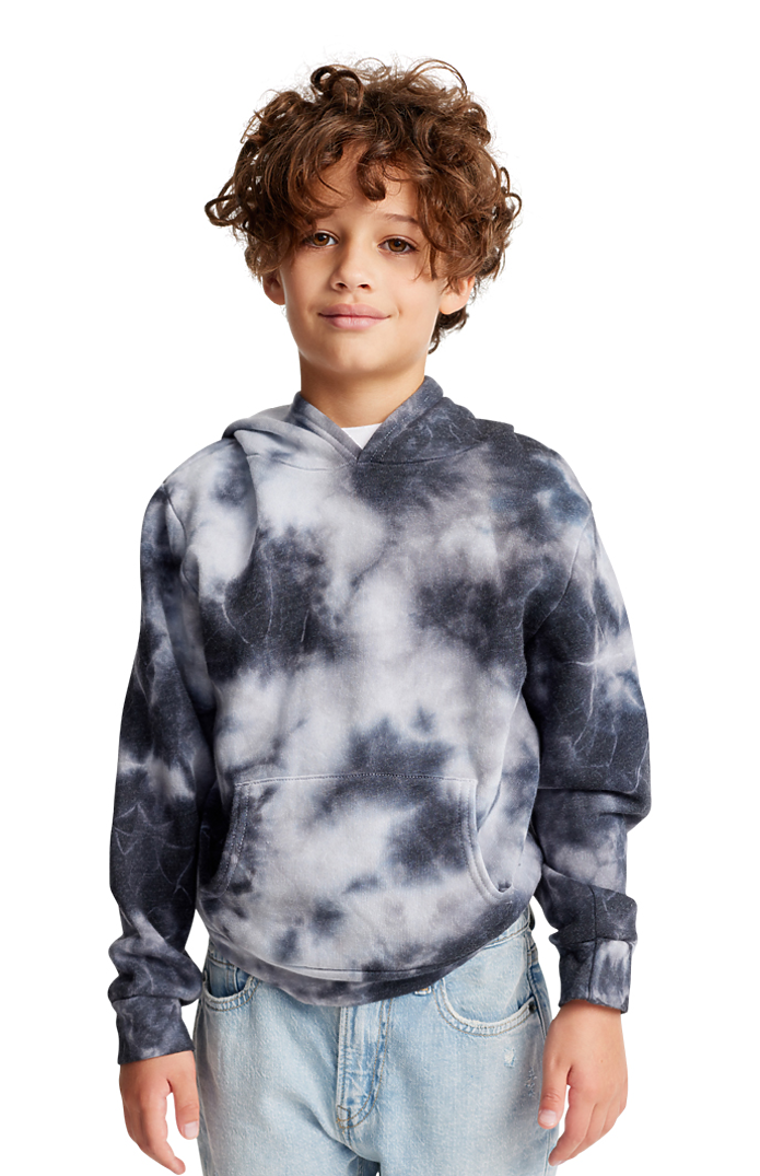 Royal Apparel 3299CTD Youth Fleece Cloud Tie Dye Pullover Hoodie - Phantom