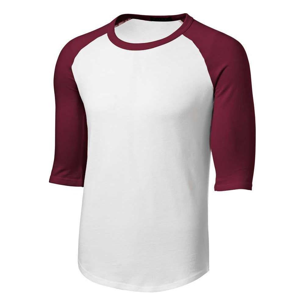 Mens 3/4 Sleeve Cotton Baseball Tee Shirts - Adult XS to 6X - White/Maroon Joe's USA White/Maroon X-Small