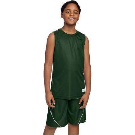 Youth PosiCharge Mesh Reversible Sleeveless Tee DRI-EQUIP Youth X-Small Forest Green