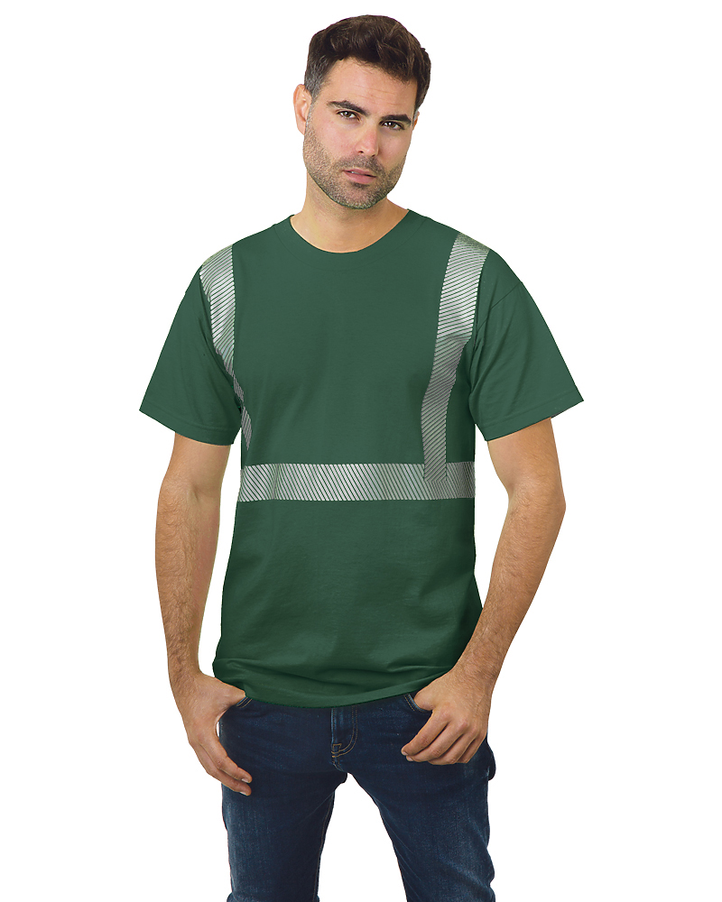 Bayside Unisex USA-Made Hi-Visibility Comfort Trim T-Shirt - Forest Green - Bayside 3700