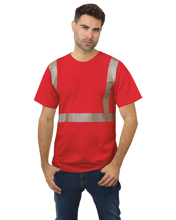 Bayside Unisex USA-Made Hi-Visibility Comfort Trim T-Shirt - Red - Bayside 3700