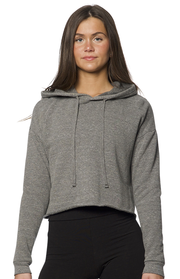 Royal Apparel 37008 Women's eco Triblend Fleece Crop Hoodie - Eco Tri Grey