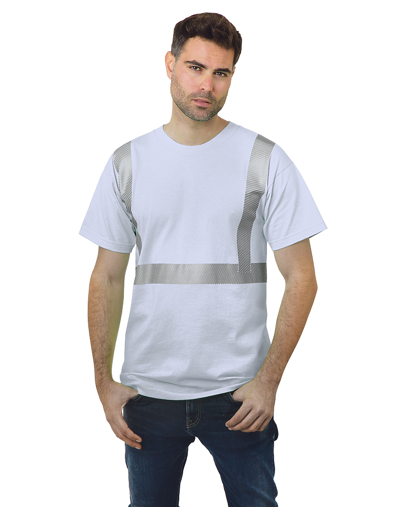 Bayside Unisex USA-Made Hi-Visibility Comfort Trim T-Shirt - Ash - Bayside 3700
