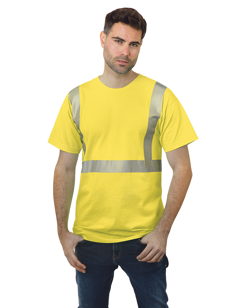 Bayside Unisex USA-Made Hi-Visibility Comfort Trim T-Shirt - Pacific Yellow - Bayside 3700