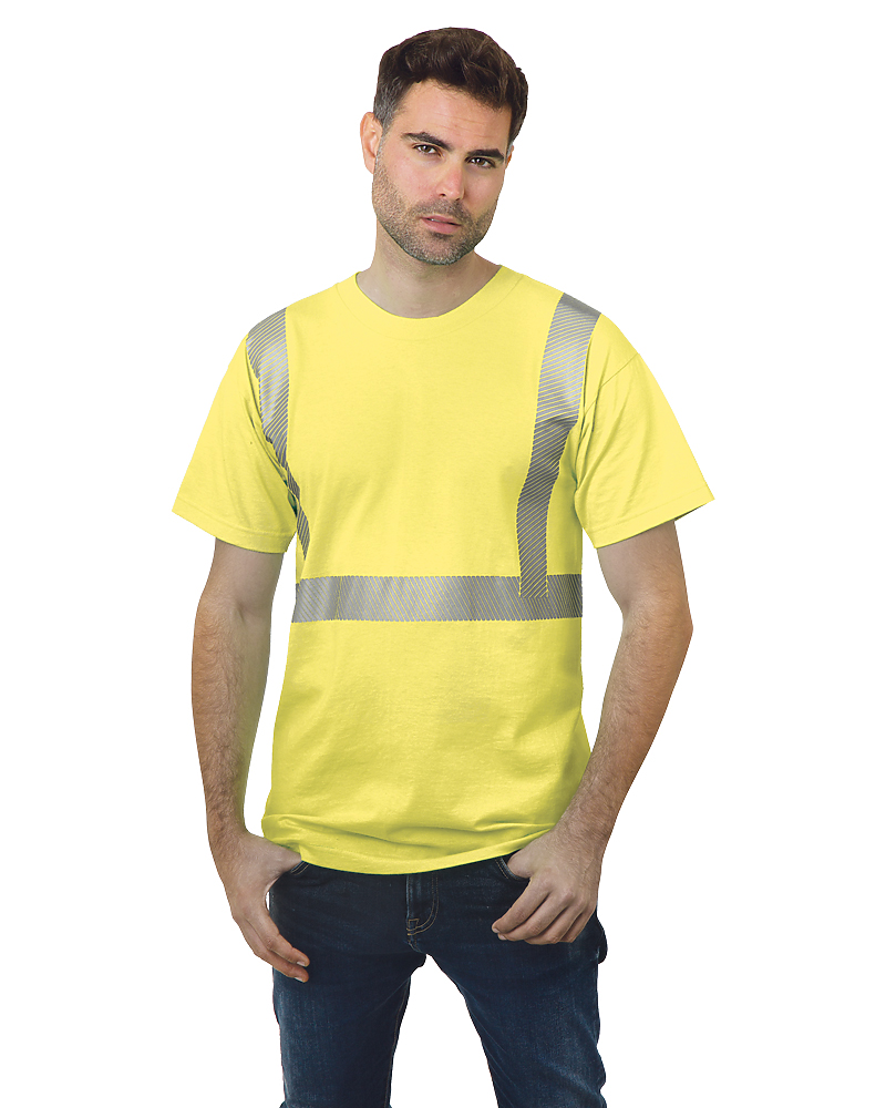 Bayside Unisex USA-Made Hi-Visibility Comfort Trim T-Shirt - Yellow - Bayside 3700