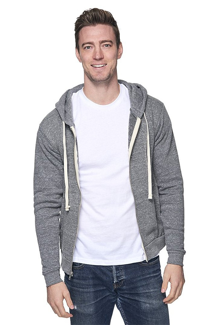 Royal Apparel 37050 Unisex eco Triblend Fleece Full Zip Hoodie - Eco Tri Grey