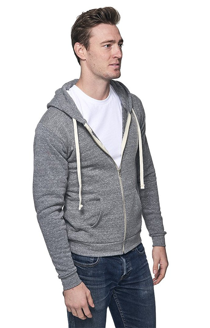 Royal Apparel 37050 Unisex eco Triblend Fleece Full Zip Hoodie - Eco Tri Grey