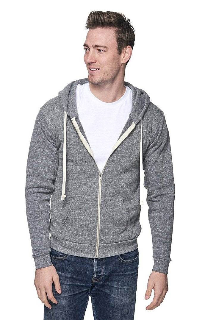 Royal Apparel 37050 Unisex eco Triblend Fleece Full Zip Hoodie - Eco Tri Grey