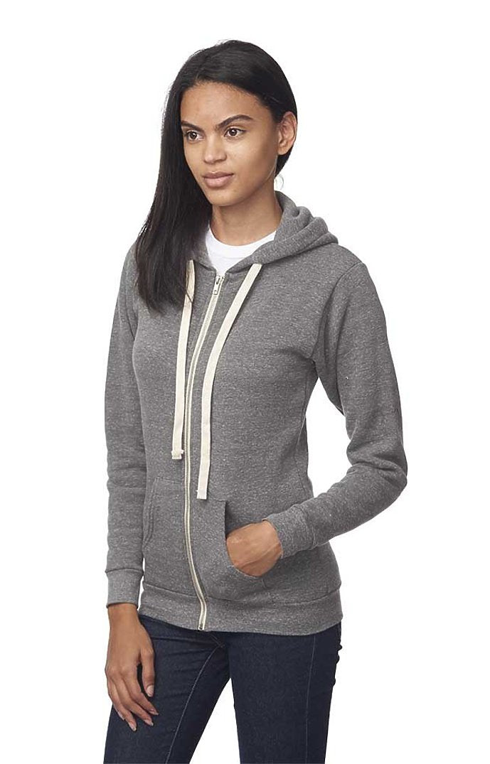 Royal Apparel 37050 Unisex eco Triblend Fleece Full Zip Hoodie - Eco Tri Grey