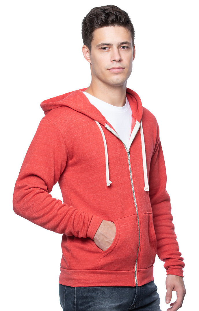 Royal Apparel 37050 Unisex eco Triblend Fleece Full Zip Hoodie - Eco Tri True Red
