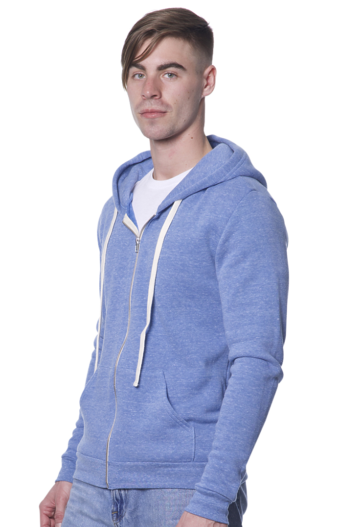 Royal Apparel 37050 Unisex eco Triblend Fleece Full Zip Hoodie - Eco Tri Royal