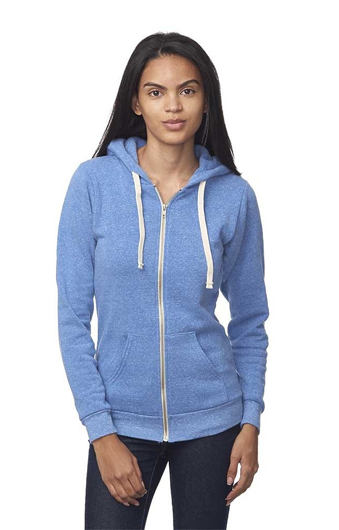 Royal Apparel 37050 Unisex eco Triblend Fleece Full Zip Hoodie - Eco Tri Royal