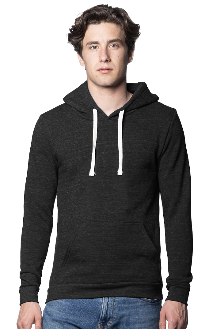 Royal Apparel 37055 Unisex eco Triblend Fleece Pullover Hoodie - Eco Tri Black