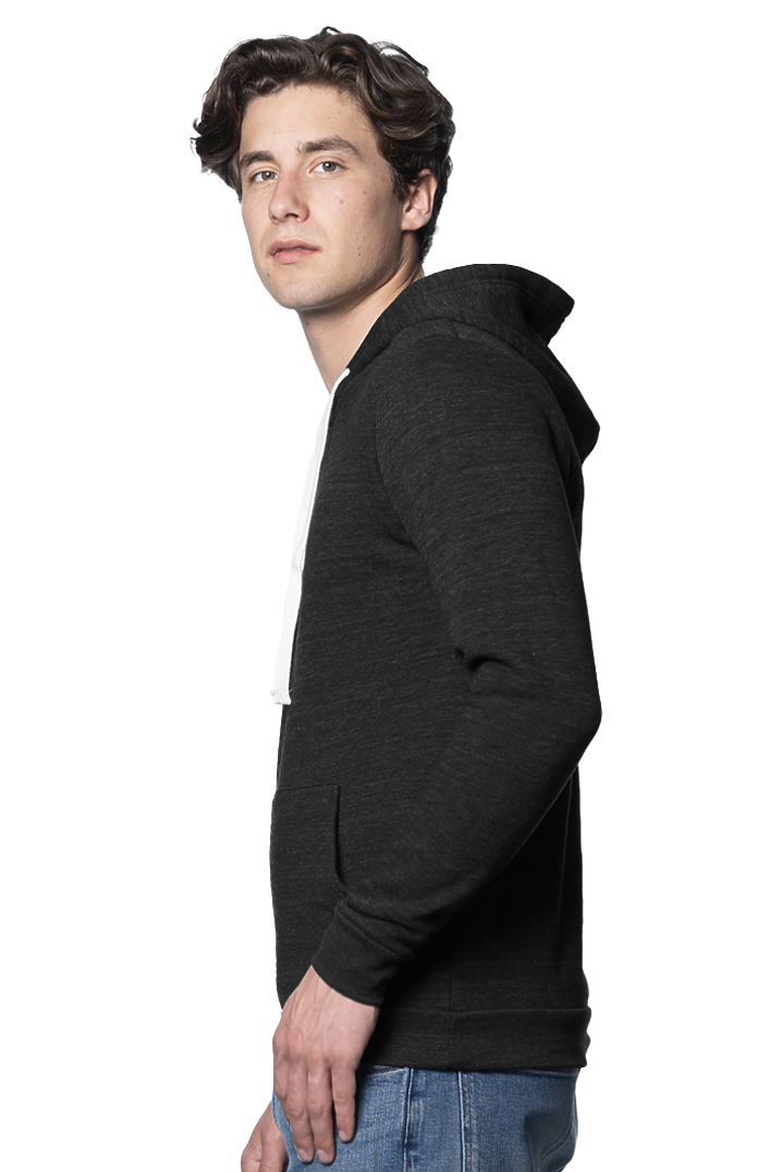 Royal Apparel 37055 Unisex eco Triblend Fleece Pullover Hoodie - Eco Tri Black