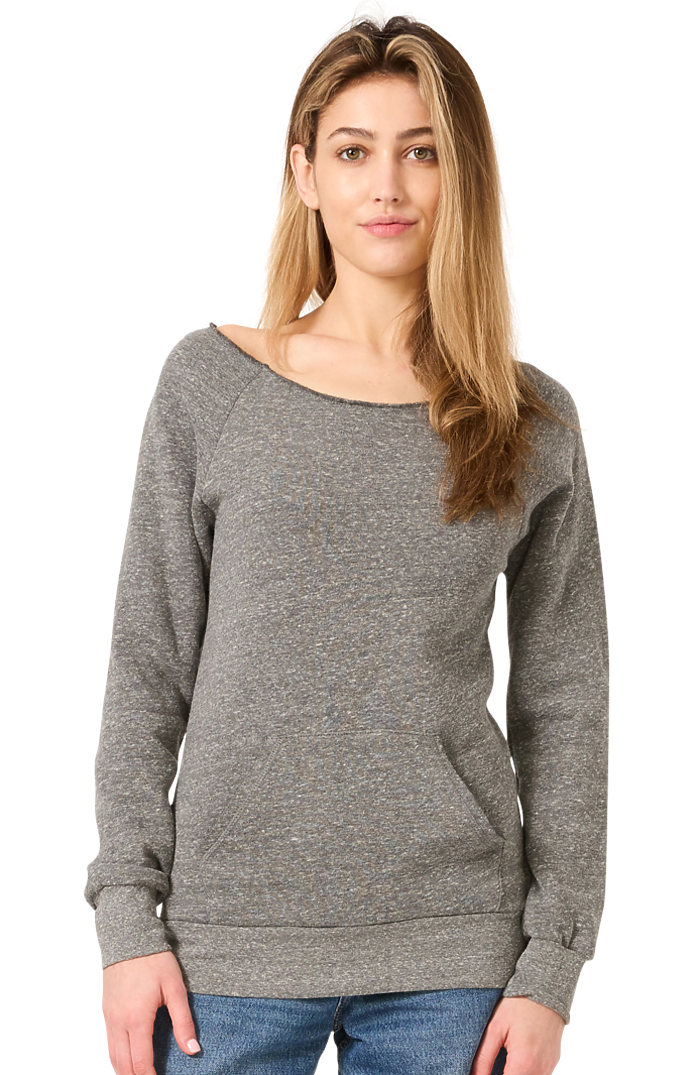 Royal Apparel 37120 Women's eco Triblend Fleece Raglan w/Pouch Pocket - Eco Tri Grey