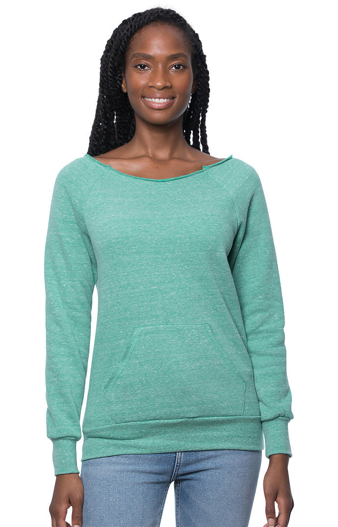 Royal Apparel 37120 Women's eco Triblend Fleece Raglan w/Pouch Pocket - Eco Tri Kelly