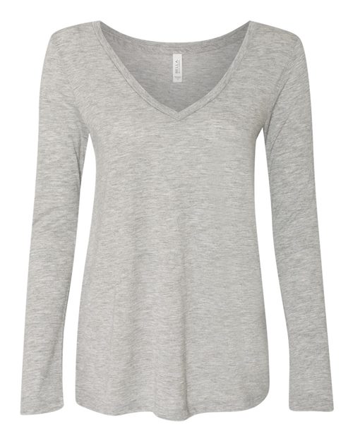 BELLA + CANVAS Women's Flowy Long Sleeve V-Neck Tee - BELLA + CANVAS 8855