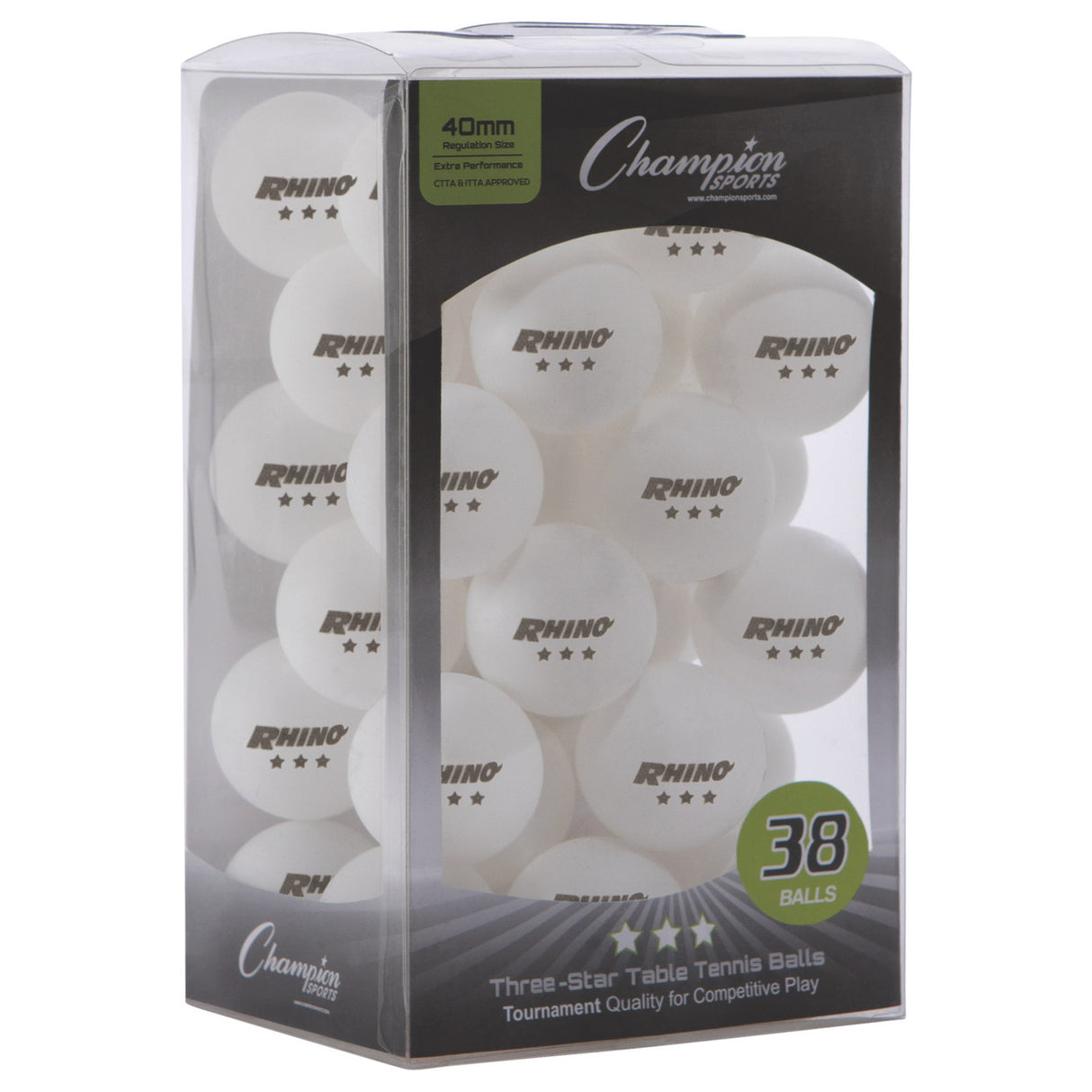 Champion Sports 3-STAR TOURNAMENT TABLE TENNIS BALLS WHITE, PACK OF 6