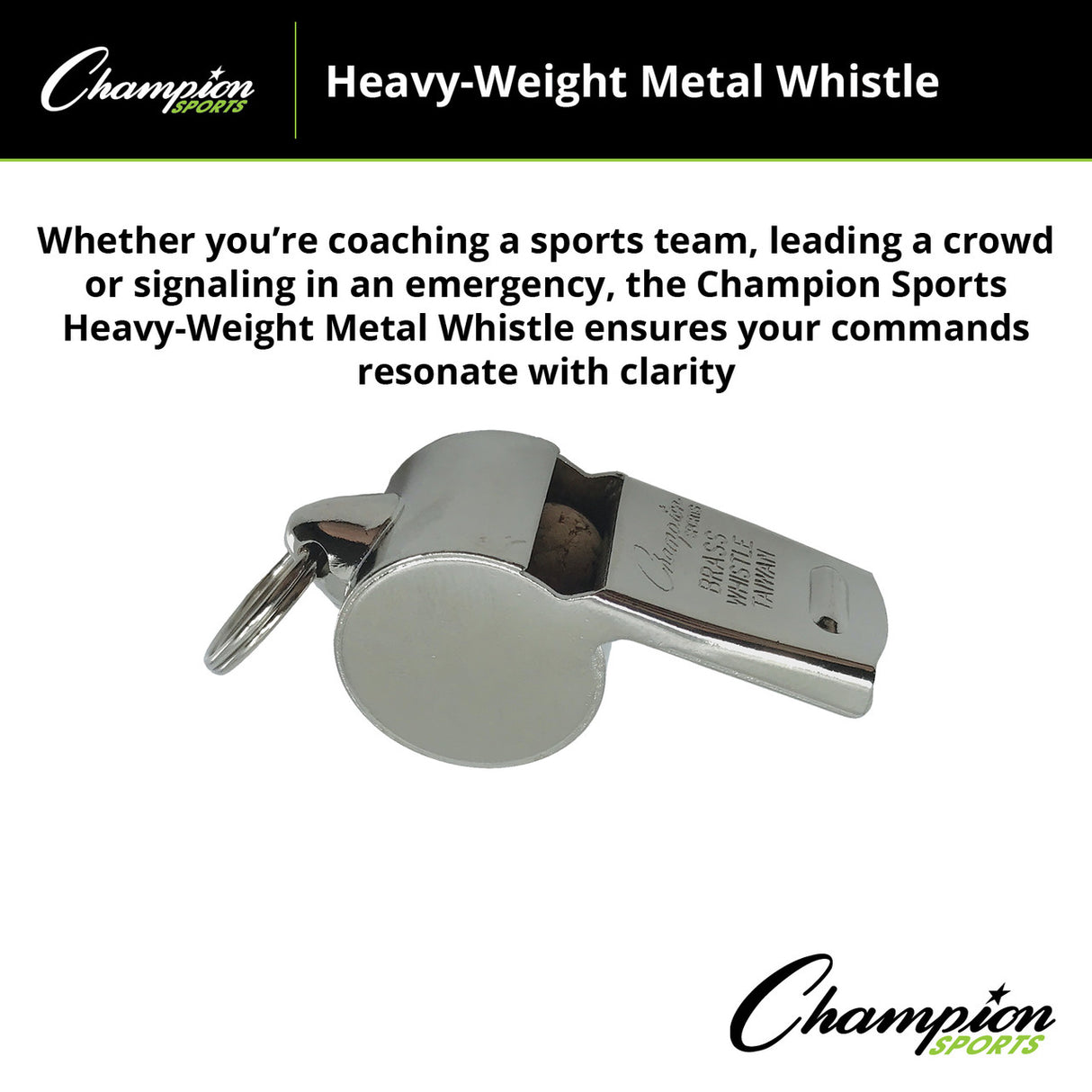 Champion Sports HEAVY-WEIGHT METAL WHISTLE