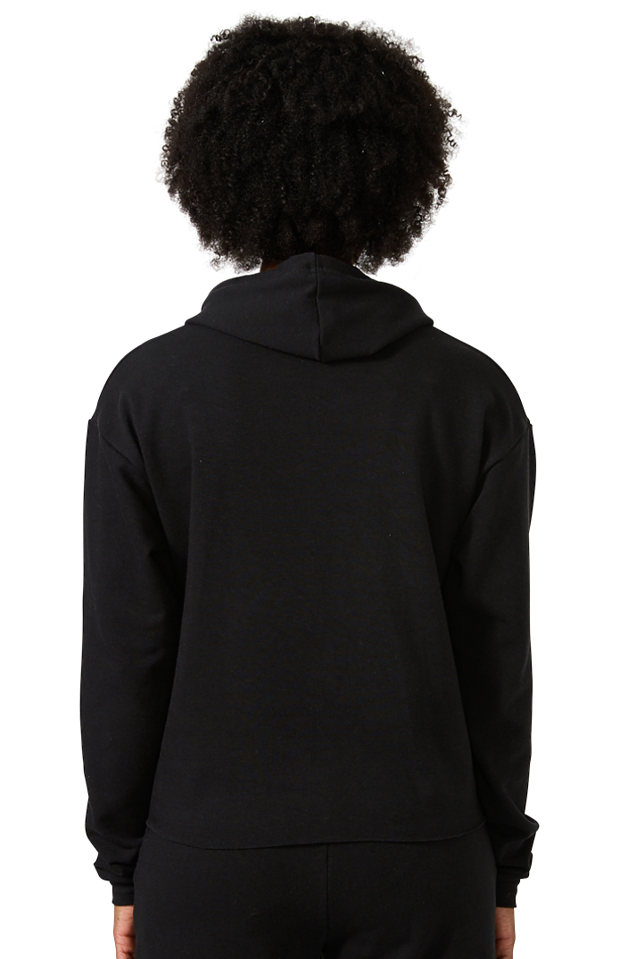 Royal Apparel 40175 Women's Triblend French Terry Pullover Crop Hoodie - Tri Black