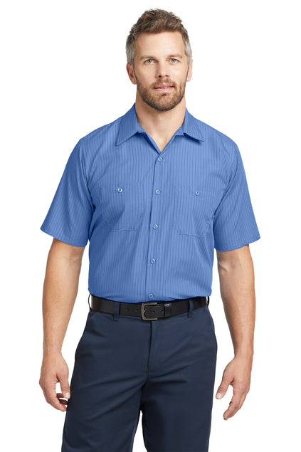 Men's Long Size, Short Sleeve Striped Industrial Work Shirt