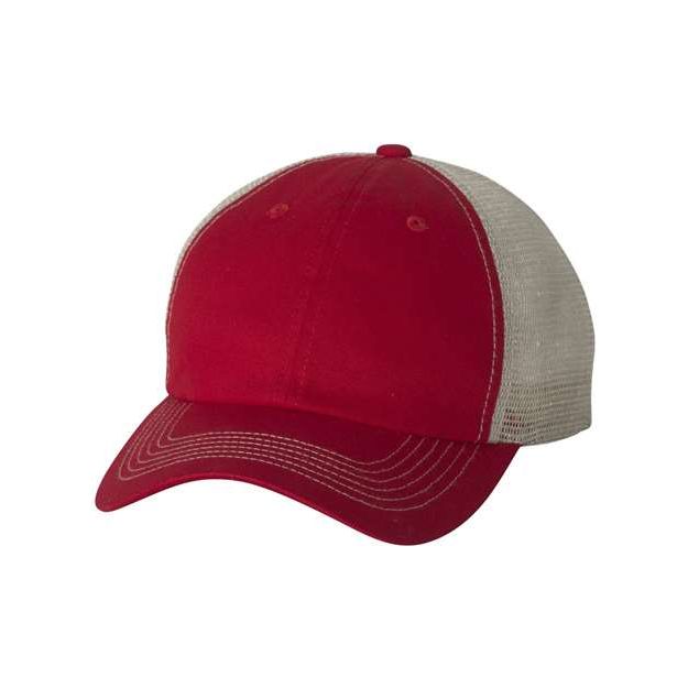 Valucap Contrast-Stitch Mesh-Back Cap - Valucap 3100 Valucap Red/ Stone Adjustable