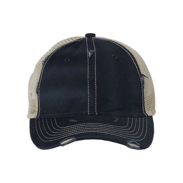 Valucap Bounty Dirty-Washed Mesh-Back Cap - Valucap 3150 Valucap Navy/ Khaki Adjustable