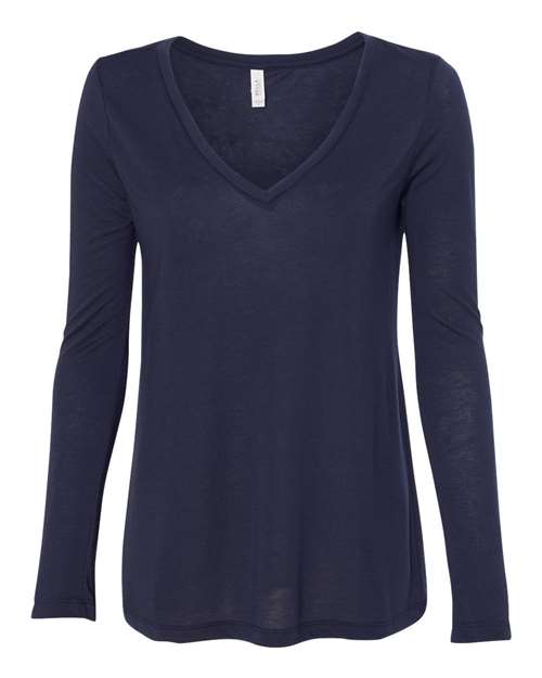 BELLA + CANVAS Women's Flowy Long Sleeve V-Neck Tee - BELLA + CANVAS 8855