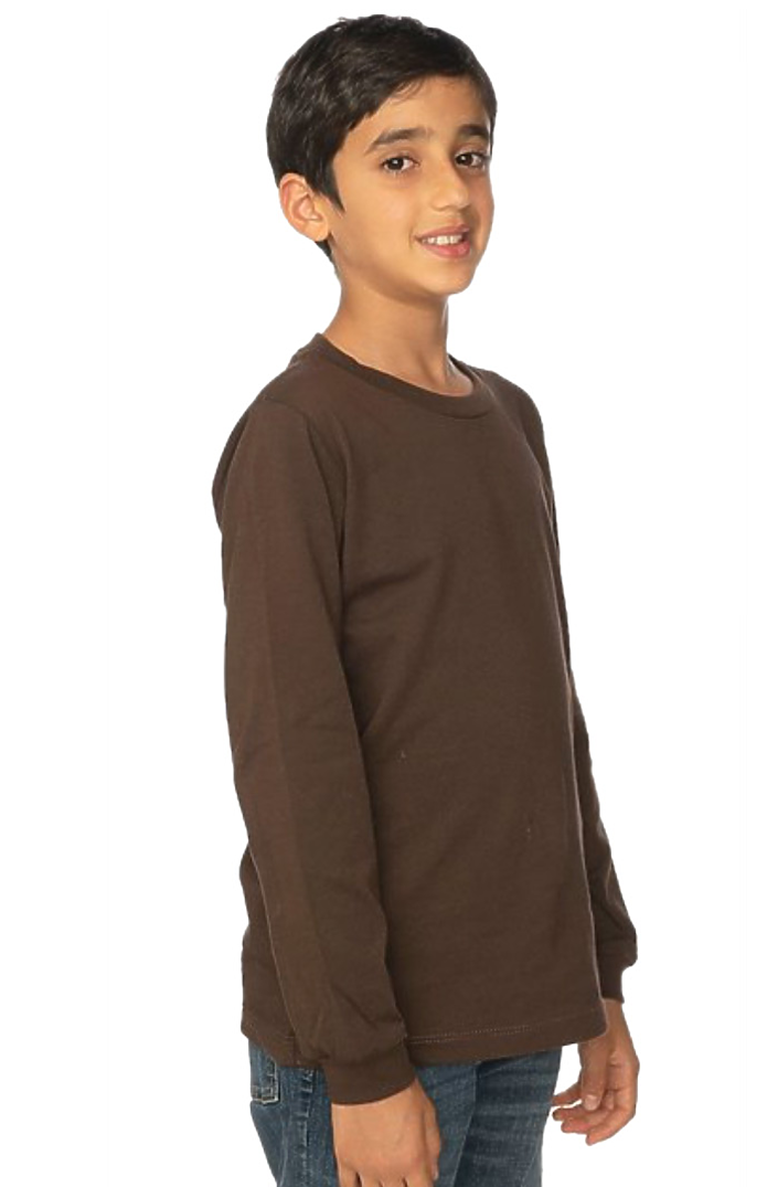 Royal Apparel 5022 Youth Long Sleeve Crew Tee - Chocolate